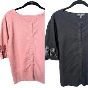 Tara Jarmon Cardigan Bundle - 2 Black and Pink Short Sleeve Bow Details - XL